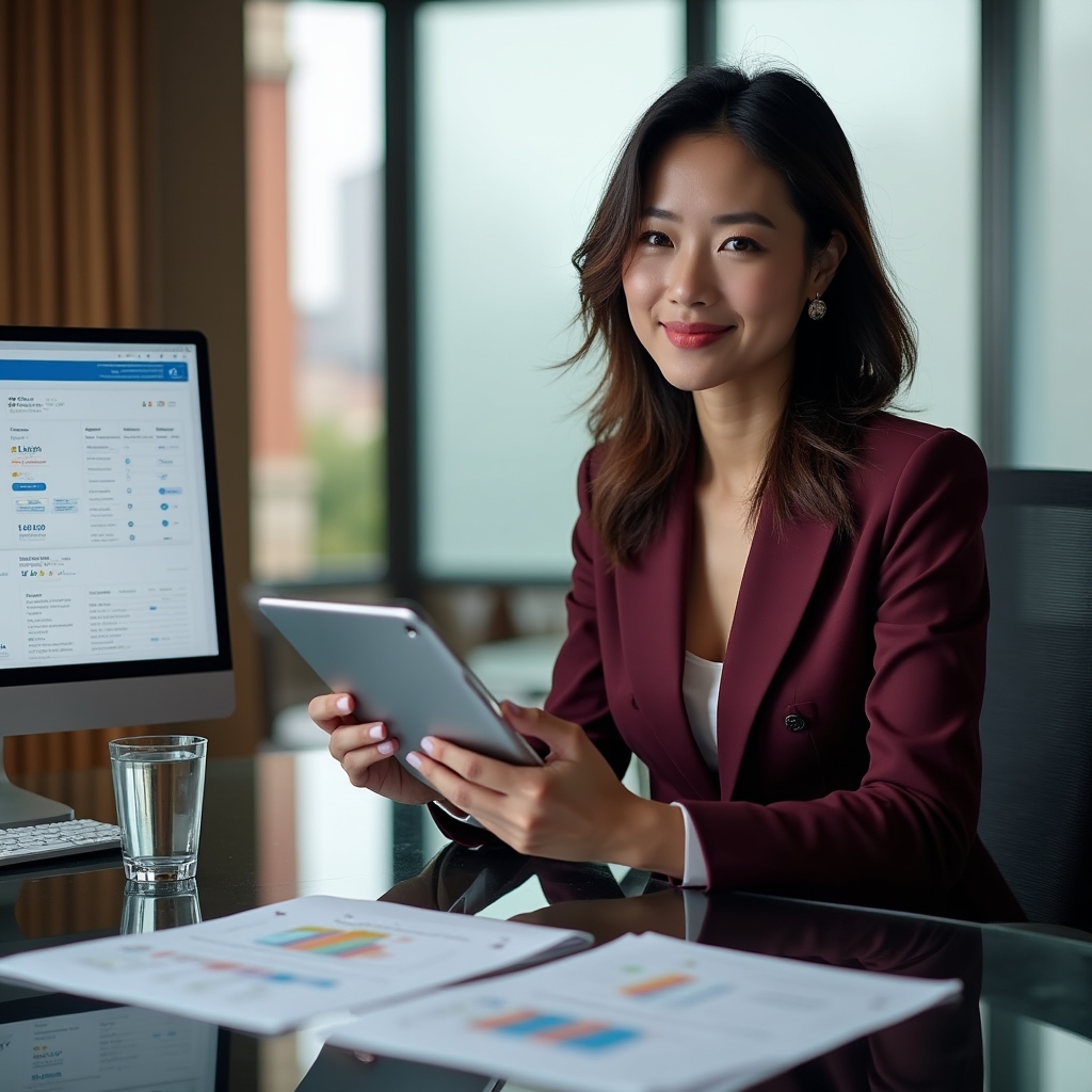 Sessione di analisi recensioni con tablet e notebook in ambiente professionale